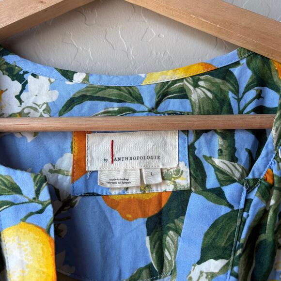 Anthropologie Dress Somerset Maxi Floral Flutter Sleeve Dress Iris Blue Size L - Picture 5 of 9